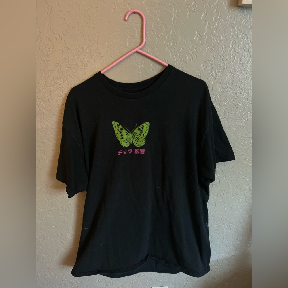 Eldon XL Black Butterfly Japanese T Shirt